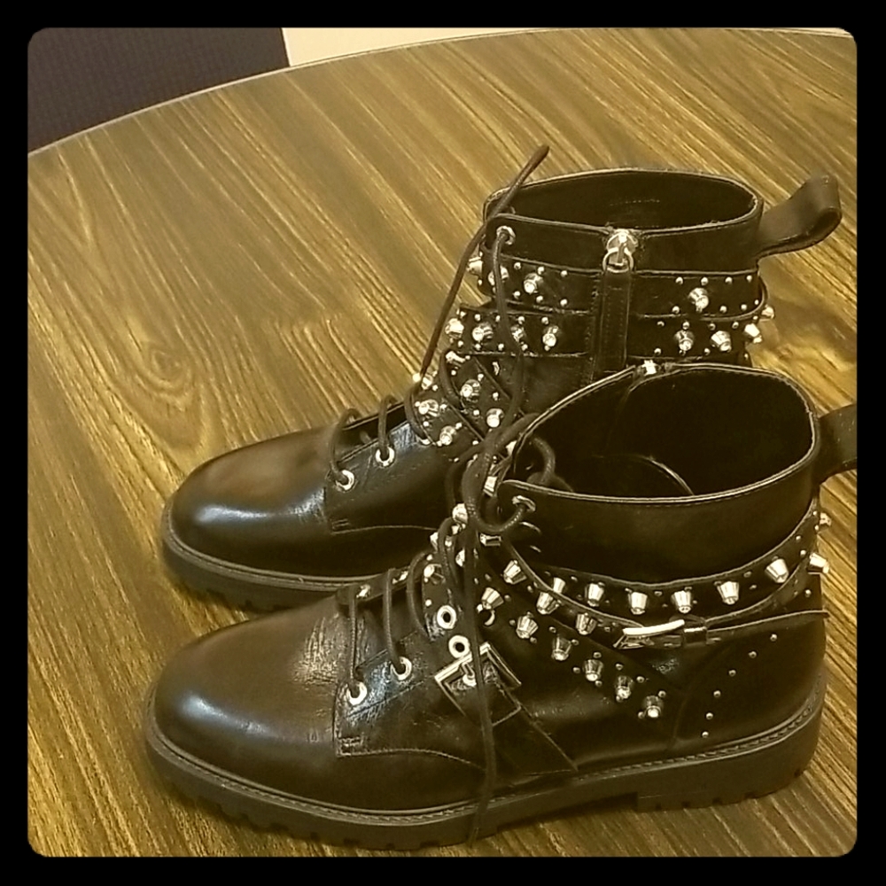 Black studded leather boots